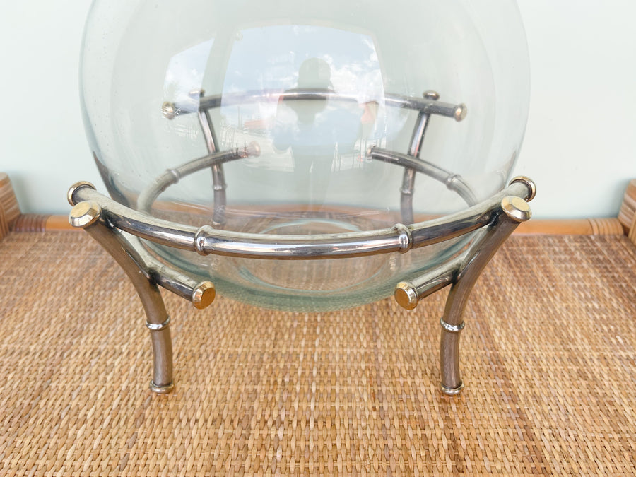 Faux Bamboo Silver Punch Bowl
