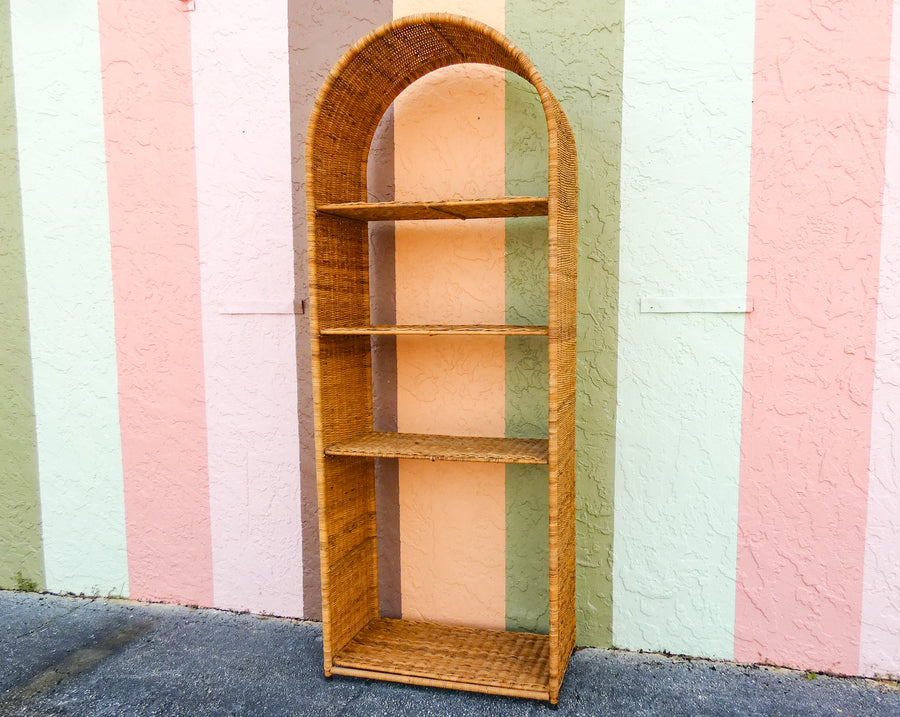 Large Rattan Arch Etagere