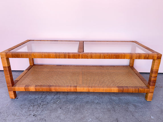 Rattan Wrapped Cane Coffee Table