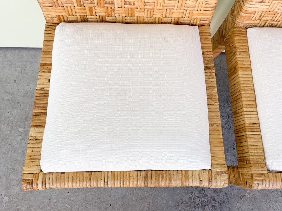 Pair of Rattan Side Chairs on Casters