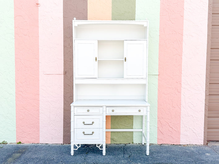 Thomasville Faux Bamboo Desk and Hutch