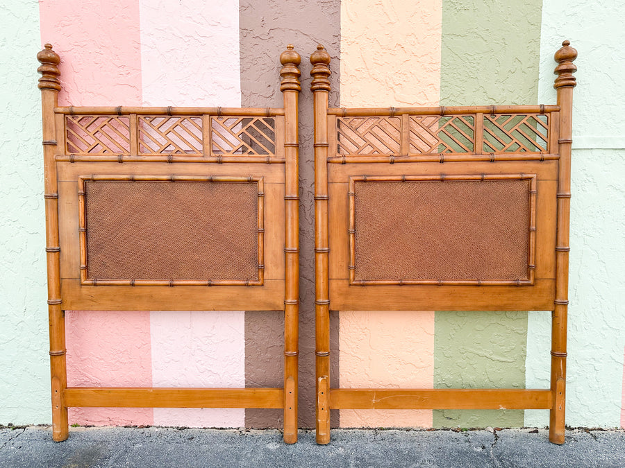 Pair of West Indies Style Faux Bamboo Headboards