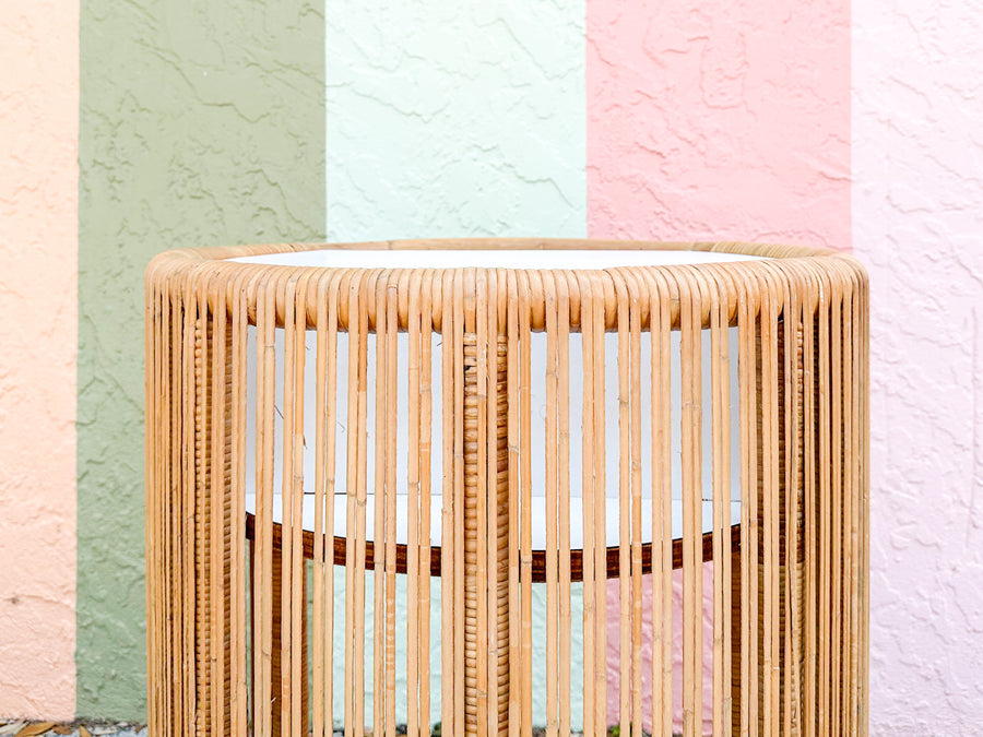 Coastal Stick Wicker Rattan Bar Cart