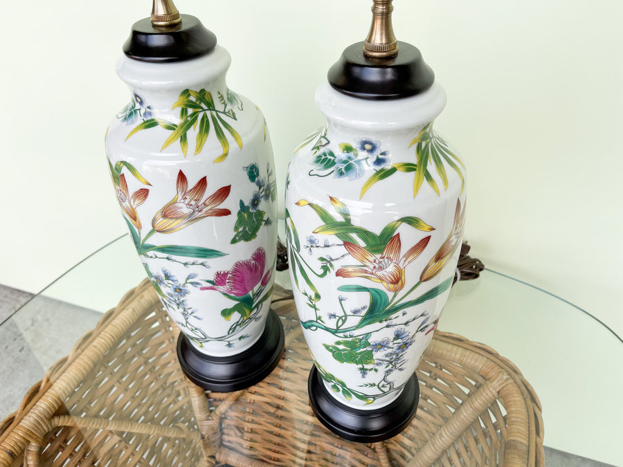 Pair of Tropical Flower Lamps