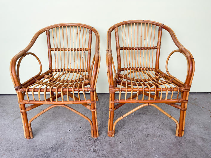 Pair of Island Style Rattan Chairs