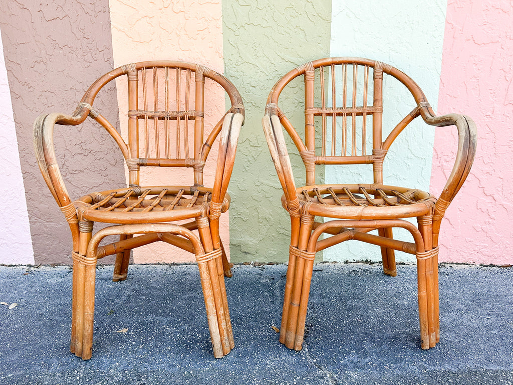 Pair of Cute Rattan Arm Chairs