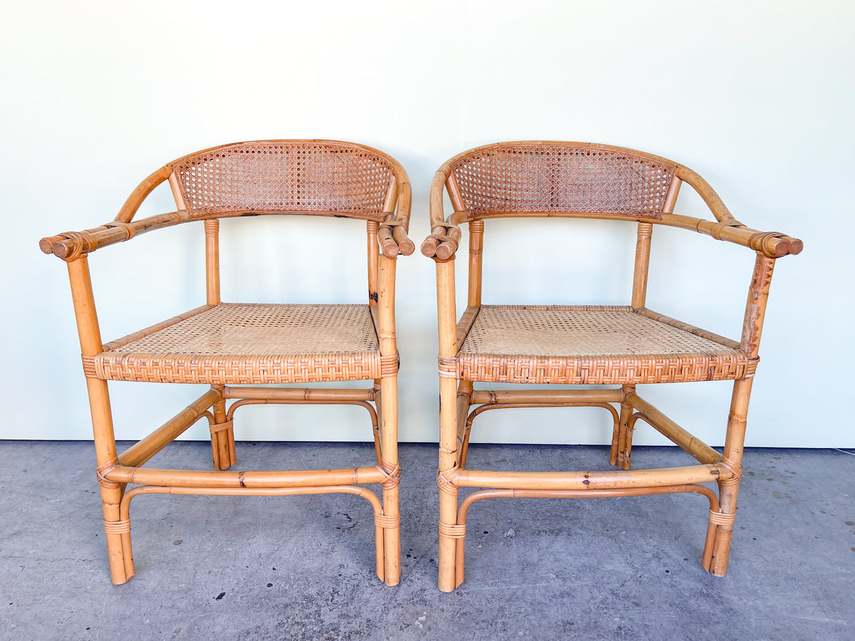 Pair of Rattan and Cane Chairs