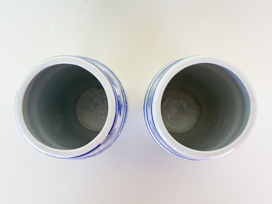 Pair of Blue and White Vases