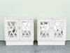 Pair of Faux Bamboo Mirrored Chippendale Nightstands
