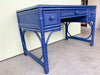 Royal Blue Rattan Desk and Chair