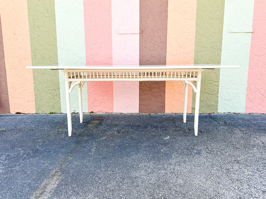 Painted Rattan Flip Top Console