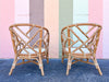 Pair of Chippendale Rattan Lounge Chairs