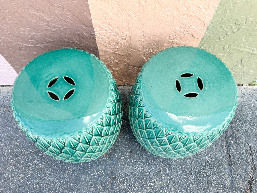 Pair of Gorgeous Green Artichoke Garden Seats