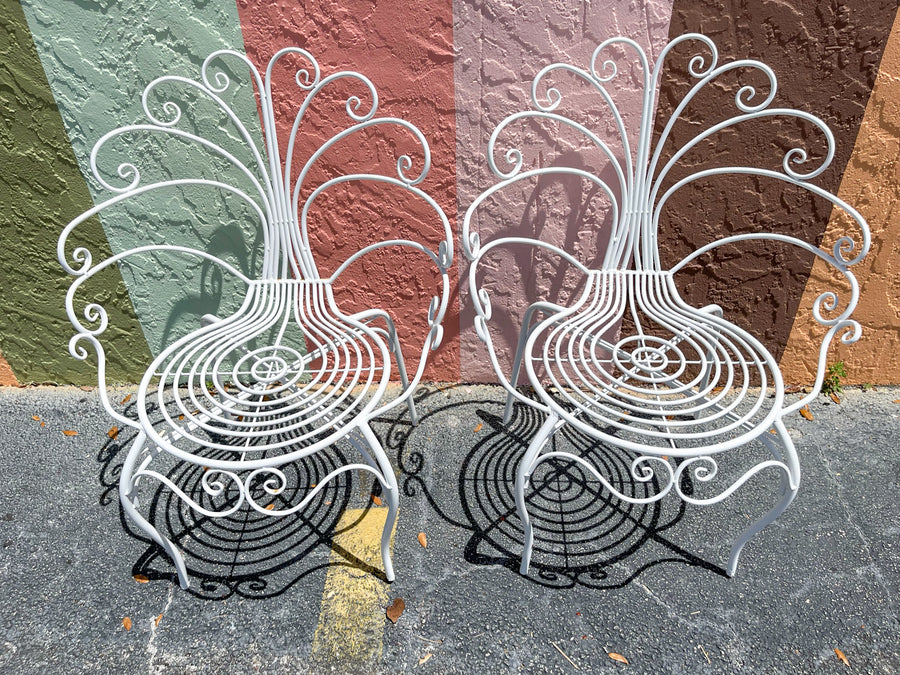 Pair of Whimsical Metal Peacock Chairs