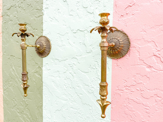 Pair of Brass Candle Wall Sconces