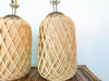 Pair of Coastal Woven Rattan Lamps