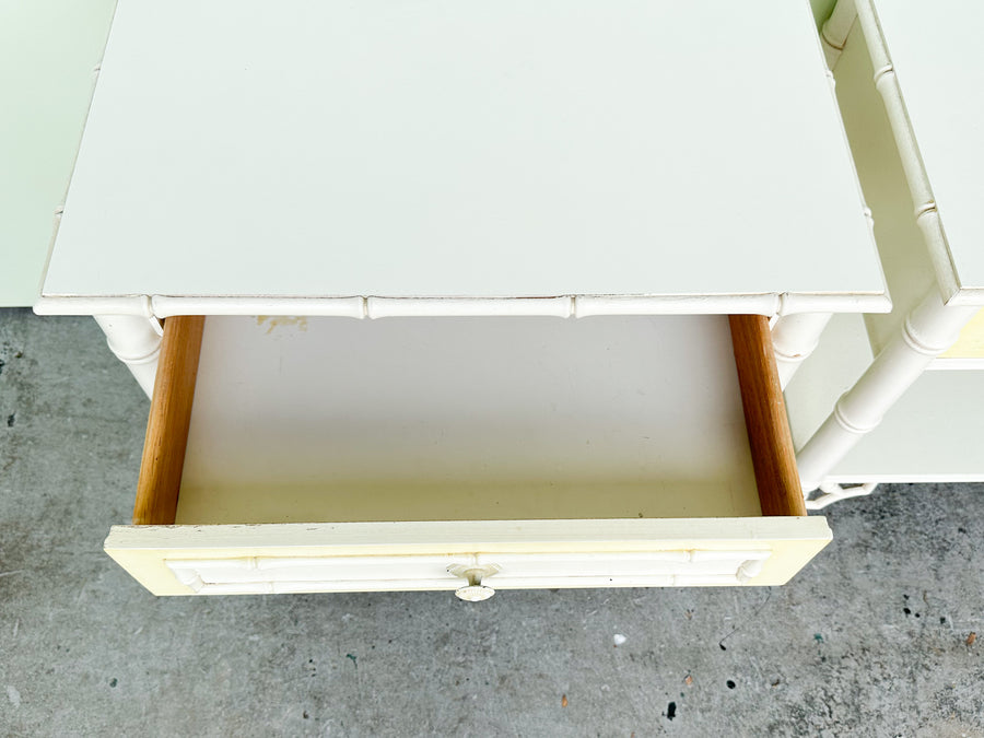Pair of Thomasville Faux Bamboo Nightstands