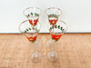 Set of Four Hand Painted Poinsettia Champagne Glasses