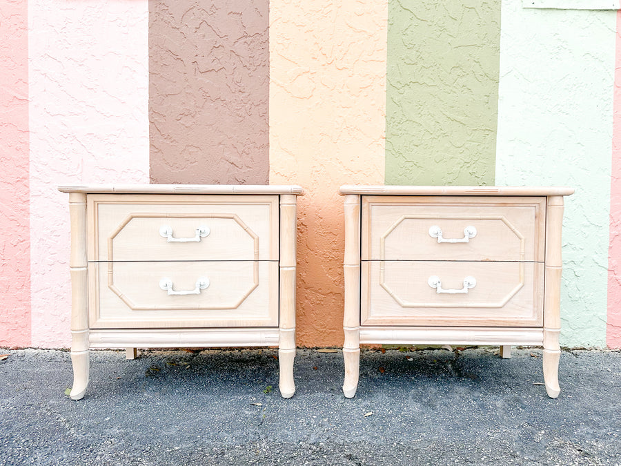 Pair of Faux Bamboo Nightstands