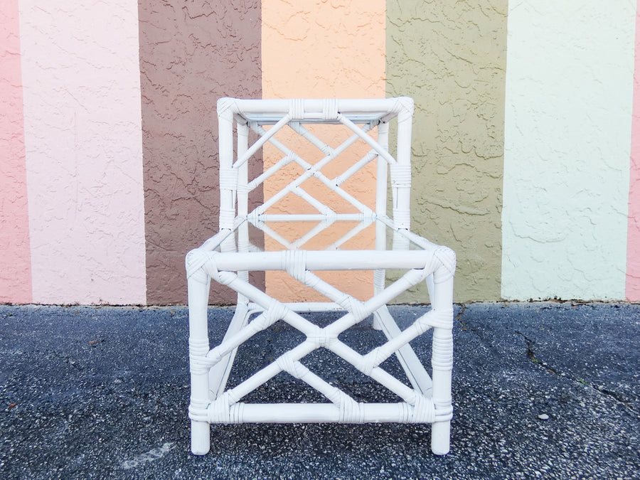 Two Tier Chippendale Rattan Side Table