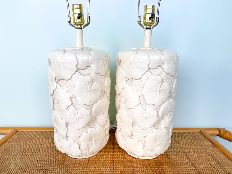 Pair of Plaster Seagrape Lamps