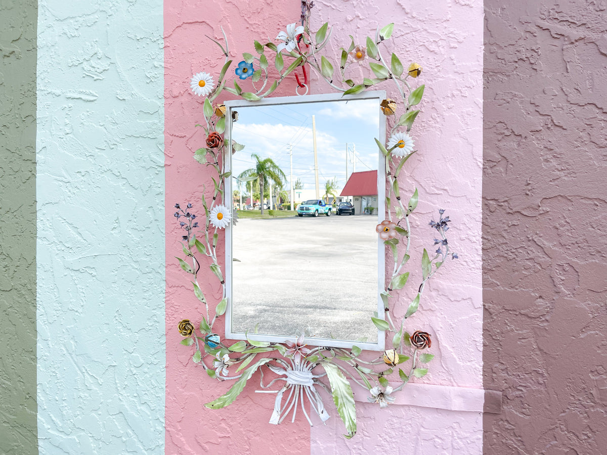Fab Floral Tole Mirror