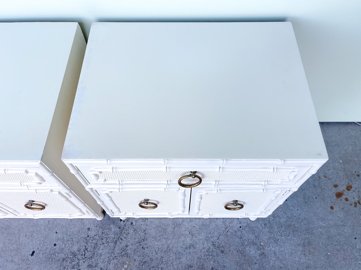 Pair of Faux Bamboo Omega Nightstands