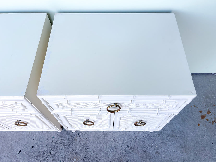 Pair of Faux Bamboo Omega Nightstands