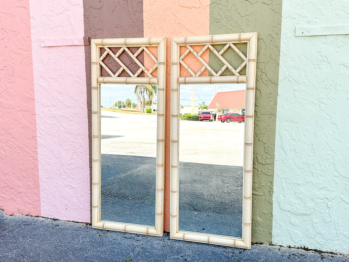 Pair of Palm Beach Faux Bamboo Mirrors