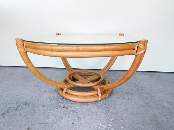 Old Florida Style Rattan Coffee Table