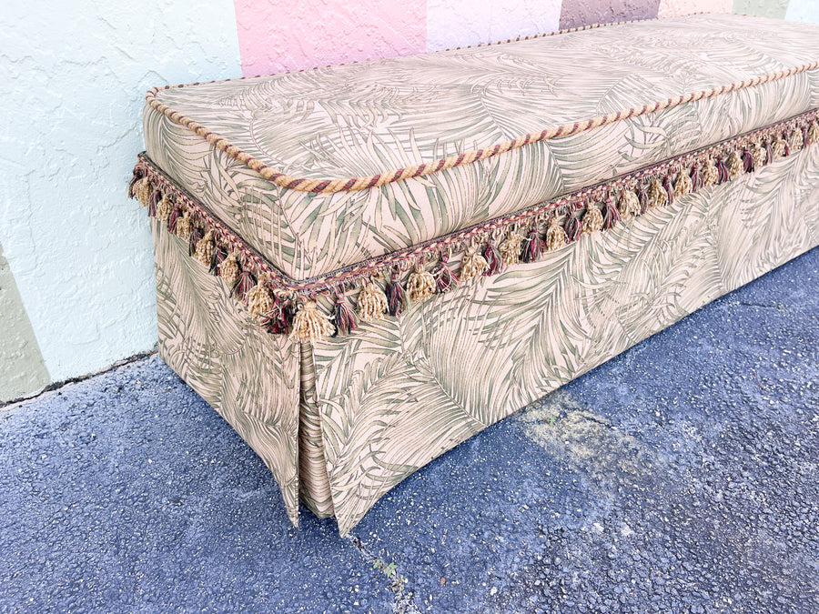 Palm Print Upholstered Bench