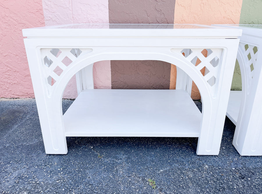 Pair of Lattice Love Side Tables