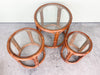 Set of Three Rattan Drum Nesting Tables