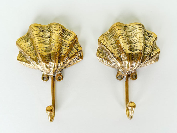 Pair of Brass Shell Hooks