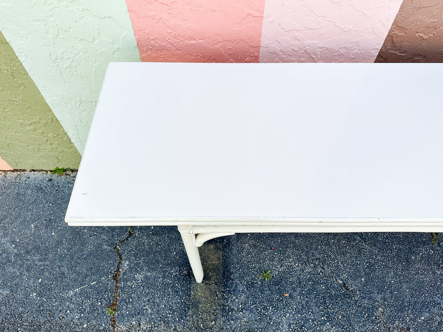 Painted Rattan Flip Top Console