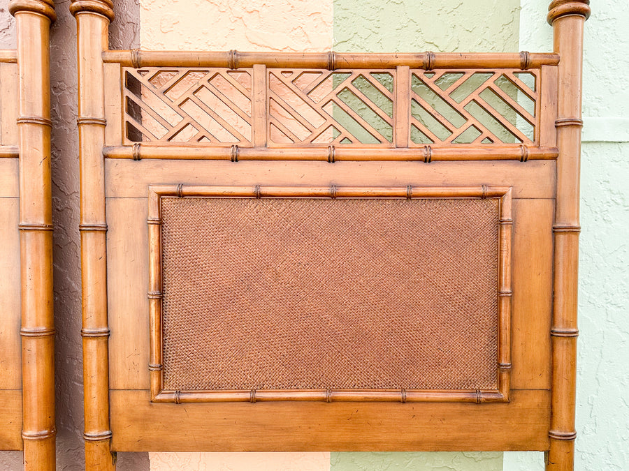 Pair of West Indies Style Faux Bamboo Headboards