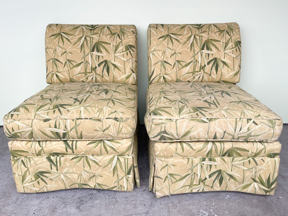 Pair of Bamboo Print Slipper Chairs