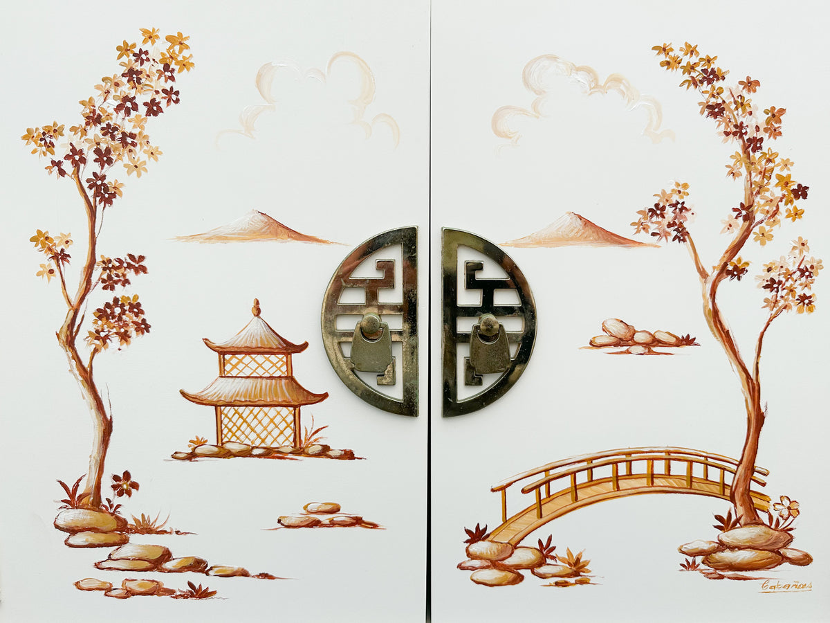 Hand Painted Chinoiserie Oversized Nightstand