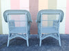 Pair of Cornflower Blue Braided Wicker Chairs