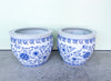 Pair of Large Blue and White Cachepots