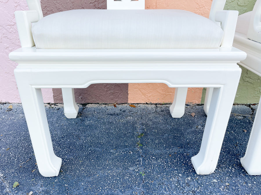 Pair of White Lacquered Ming Chairs