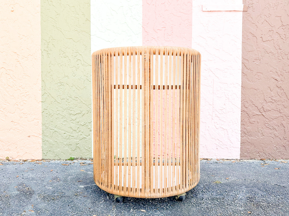 Coastal Stick Wicker Rattan Bar Cart