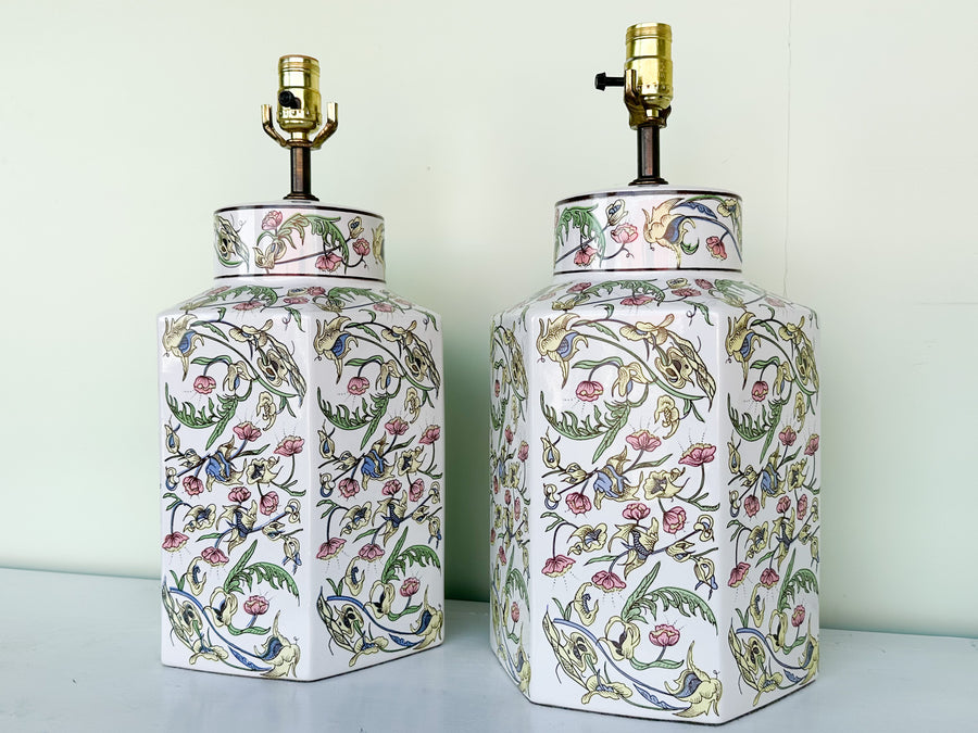 Pair of Springtime Ginger Jar Lamps