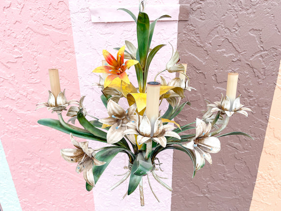 Colorful Tole Lily Chandelier