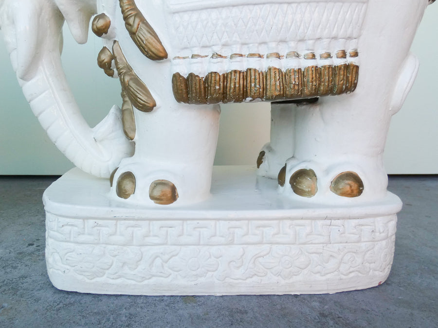 Pair of White Elephant Terracotta Garden Seats