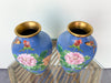 Pair of Caribbean Blue Cloisonné Vases