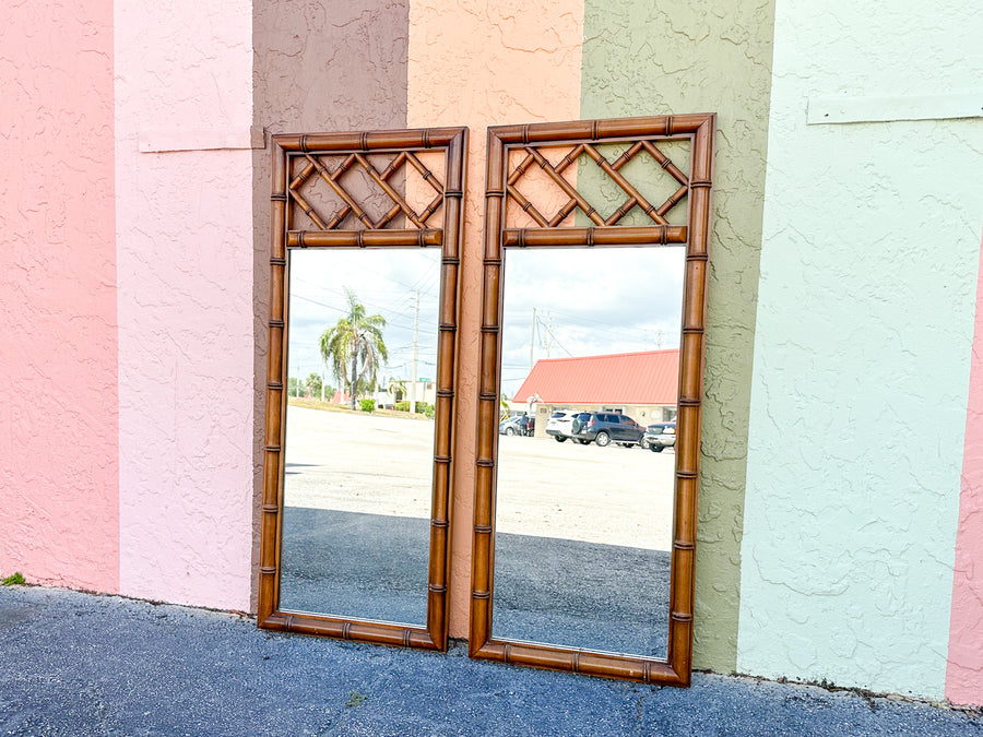 Pair of Faux Bamboo Chippendale Mirrors