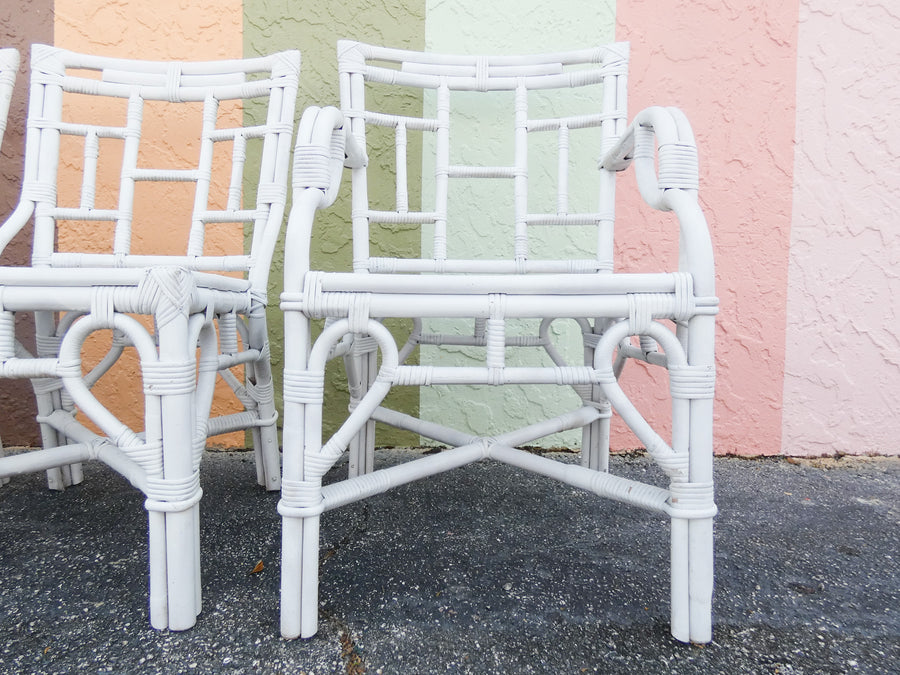 Pair of Painted Rattan Arm Chairs