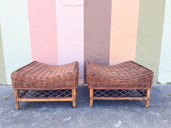 Pair of Rattan Ottomans