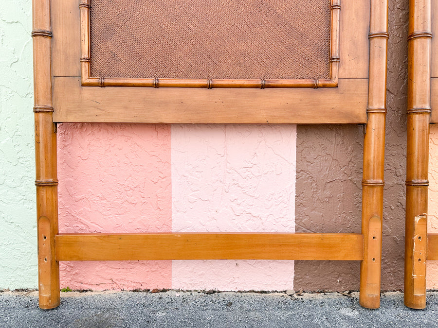 Pair of West Indies Style Faux Bamboo Headboards